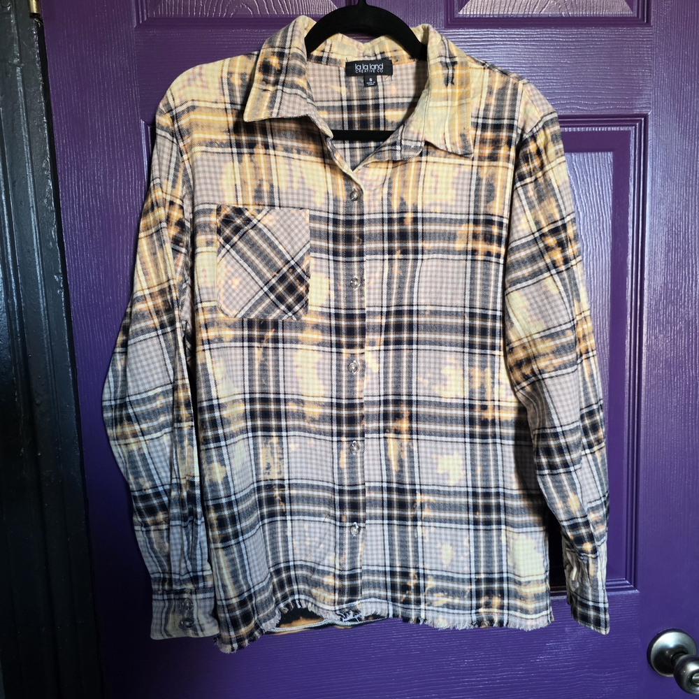 BUCKLE- La la Island Upcycled Yellow/black Flannel, Creek Ranch Wyoming Size S - Picture 10 of 12